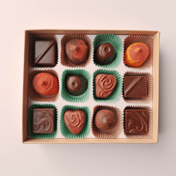 Handcrafted Colored Heart-Shaped Chocolates